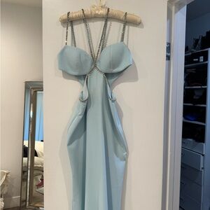 Blue Cut-Out Maxi Gown